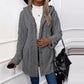 Cardigan à capuche boutonné, veste longue d'hiver, manteau à manches longues de couleur unie