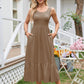 Women's Square Collar Pleated Sleeveless Dress