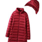 Down Jacket Women's Mid-length Hooded Lightweight Warm Detachable Hat