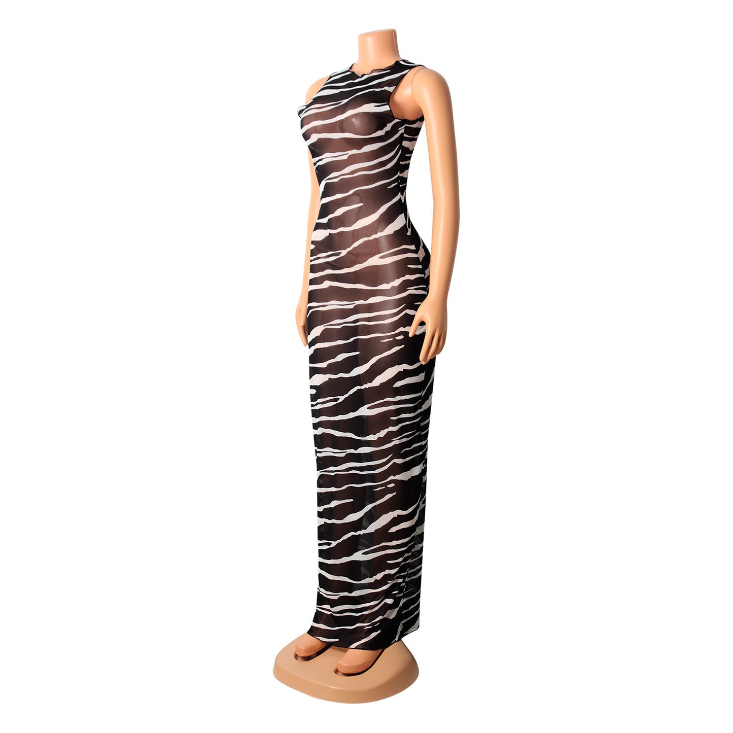 Mesh See-Through Sleeveless Dress