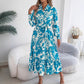 Women's Clothing Spring And Summer Leisure Flower Long Sleeve Shirt Skirt