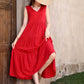 Women's Summer Solid Color And V-neck Layered Stitching Loose Dress