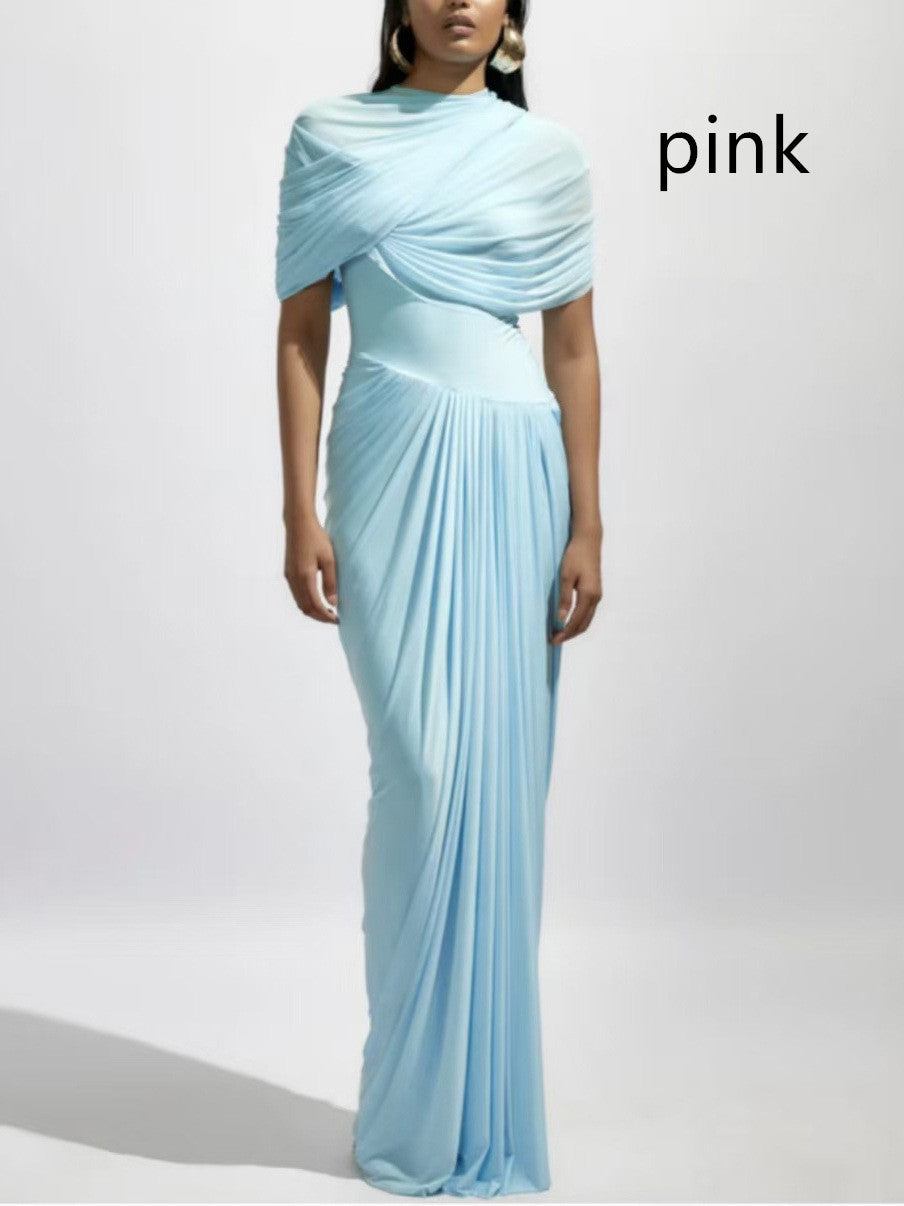 Skin-friendly Retro Shawl Ruffle Dress