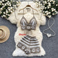 Cutout Crocheted Halter Strap Vest High Waist Knit Shorts