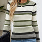 Contrast Color Striped Thread Top Fashion Sweater Women's
