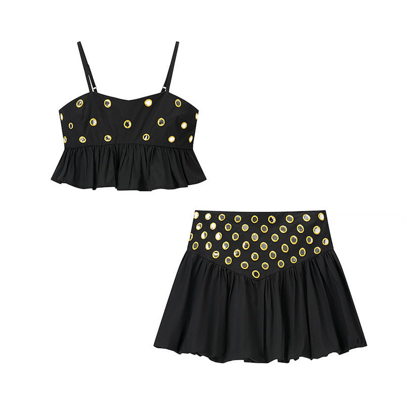 Sling Short Top High Waist Skirt