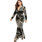 Women's printed trousers lace up jumpsuit