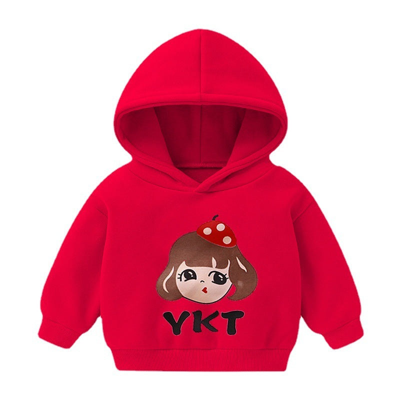 Boys And Girls Hooded Sweater And Cashmere Children's All-match Long-sleeved Clothes