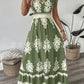 Vacation Style Printed V-neck Large Swing Dress