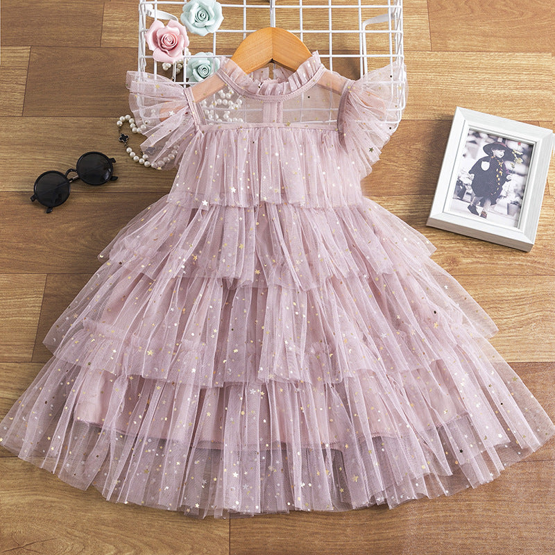 New Girls' Fairy Sequined Mesh Dress