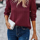Twist Pattern Sweatshirt Round Neck Bubble Long Sleeve Top