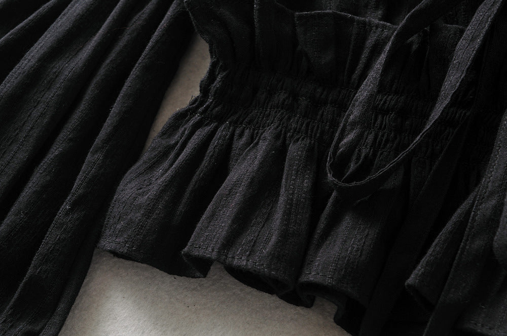 New Style Square Collar Lace Lantern Sleeve Short Shirt