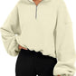 Women's Half Zipped Stand Collar Drawstring At Hem Polar Fleece Autumn Winter Sweater