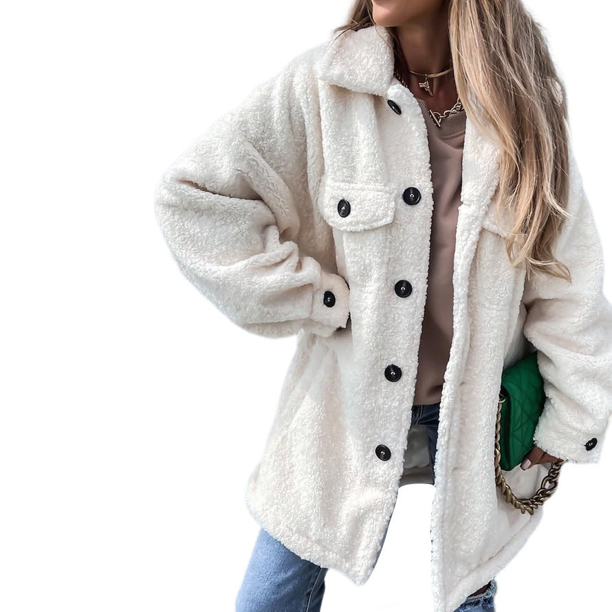 Women's Single Breasted Lapel Cardigan Warm Sweater