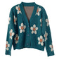 Interesting Flower Knitted Small Cardigan Jacket Preppy Style