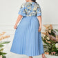 Printed V-neck Spliced Slim-fit Ladies Dress