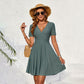 Knitted Embroidered Hollow Cross-collar Stretch Dress