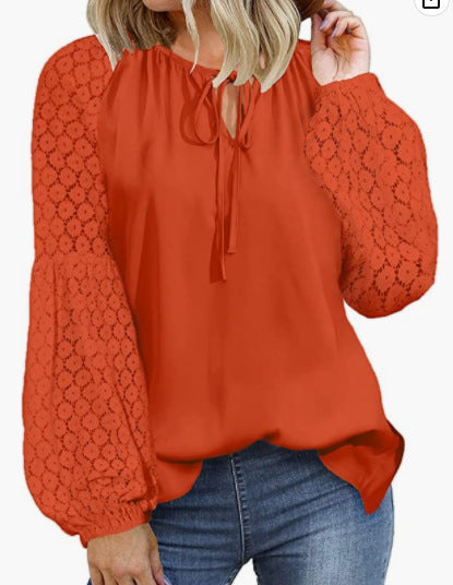 Lace Stitching Lace Loose T-shirt