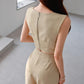 Wide Leg Pants Women's Two Piece Waist Smocked Slim Fit