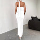 Backless Lace Up High Slit Sleeveless Dress