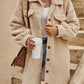 New European And American Winter Open Button Lapel Plush Coat Loose Long-cut Coat Women