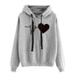 Sweat à capuche à manches longues pour femme, imprimé cœur, style streetwear, printemps-automne