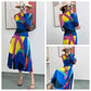 Geometric Pattern Fashion Pleated Women's Two-piece Set