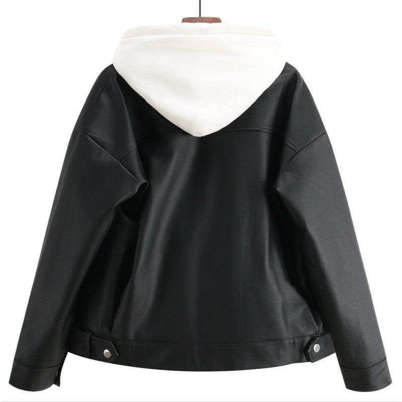 Loose student motorcycle leather jacket