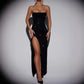 Personality Sequins Pure Color Tube-top Split Dress
