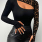 Lace Stitching Long Sleeve T-shirt Women