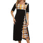Round Neck Contrast Color Half Sleeve Irregular Long Dress