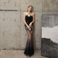 Robe de soirée à paillettes longue et ajustée en queue de poisson