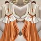 Two-piece Suit For Formal Occasions Elegant White Orange Suspender Skirt