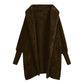 Reversible fleece hooded threaded cuff coat