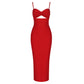 Robe longue à bandes, sexy, couleur unie, col en V, dos nu, pour soirée, club