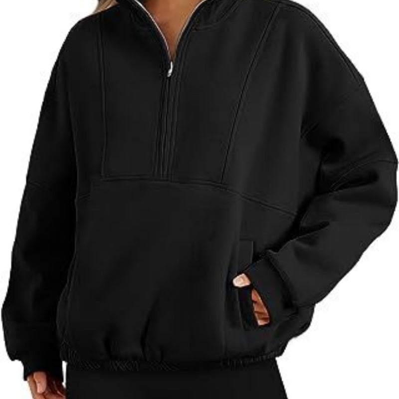 Pull en polyester tendance pour femme, style sport décontracté, avec poche zippée
