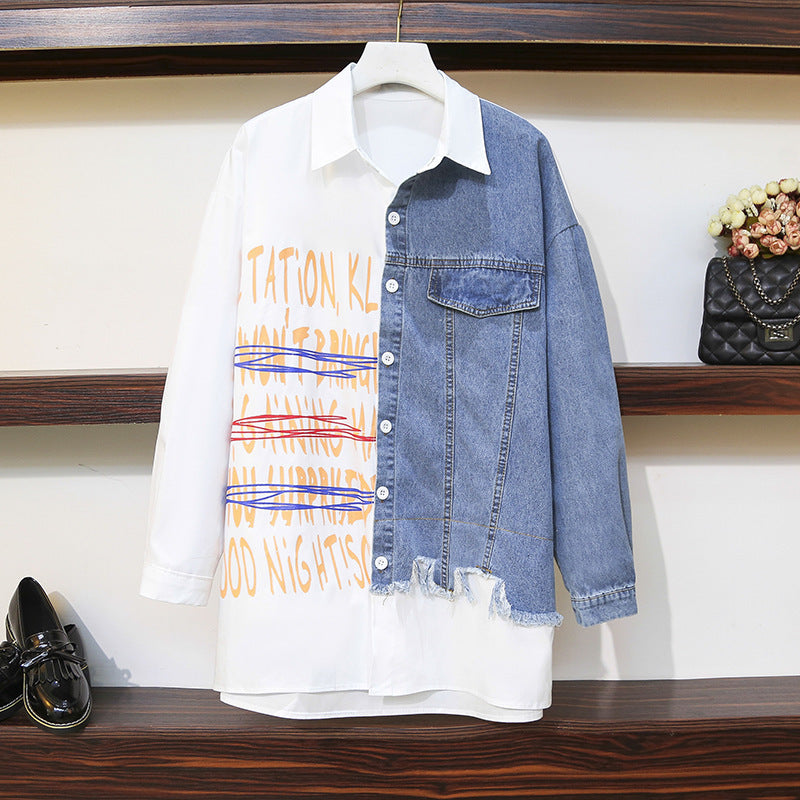 Women's Retro Hong Kong Style Long-sleeved Letter Printing Shirt