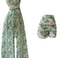 Retro Hollow Lace Green High Slit Dress