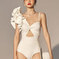 Solid Color Briefs Strap Design Low Neck Resort Swimsuit