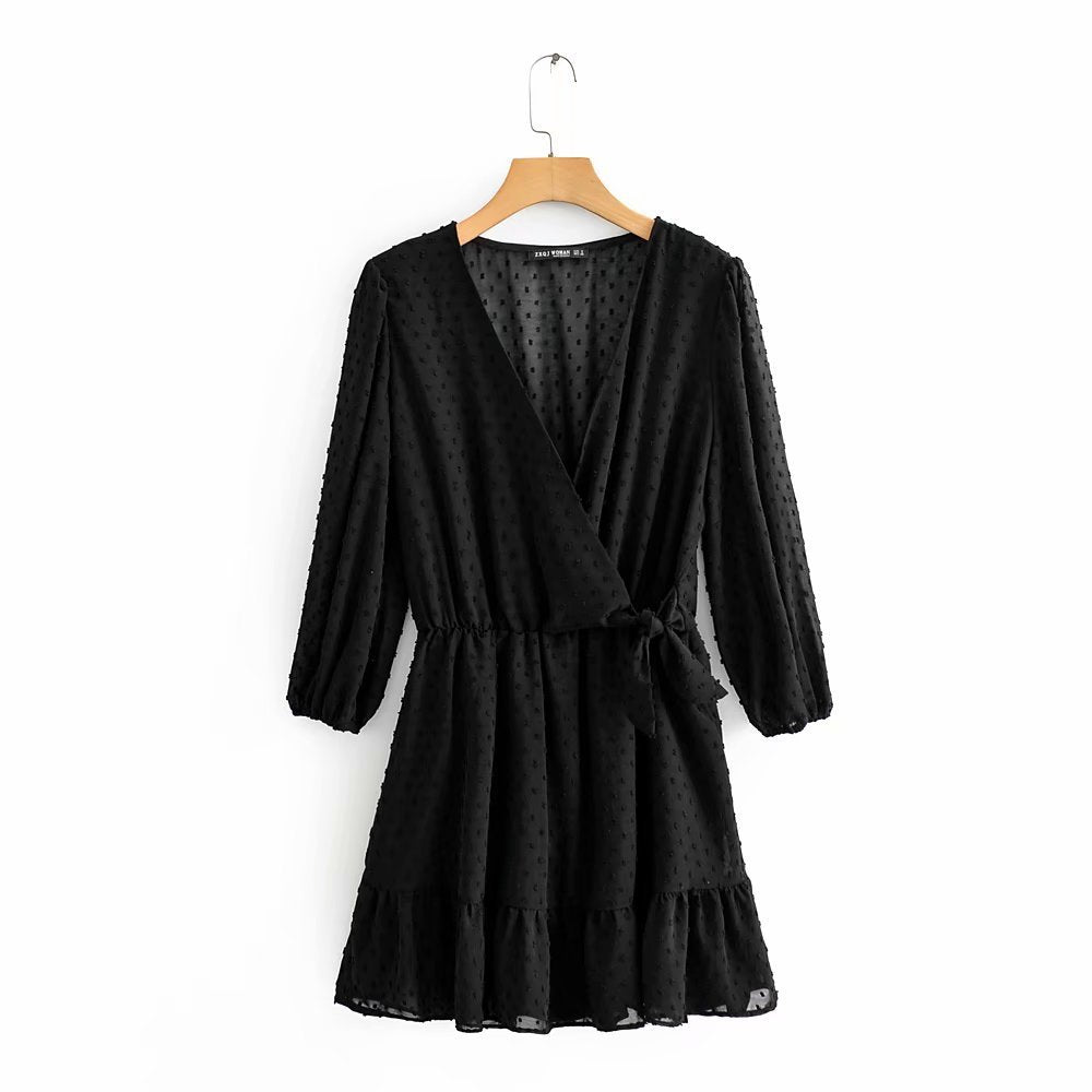 V-neck Jumpsuit European And American Autumn Tulle Jacquard Jumpsuit