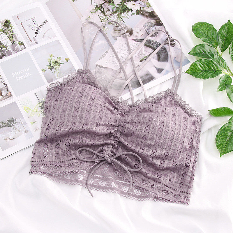 Drawstring Lace Wrap Chest Strapless Vest