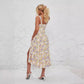 French-style Slip Dress With Side Slit And Print For Women