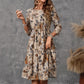 Fashion Round Neck Women's Cotton Linen Printed Dress
