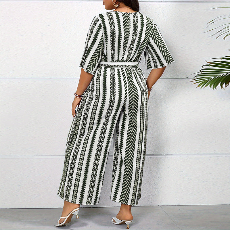 Women's Loose Short-sleeved Wide-leg Pants