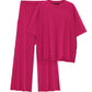 Casual Short Sleeve Pullover Top Wide Leg Pants Casual Suit