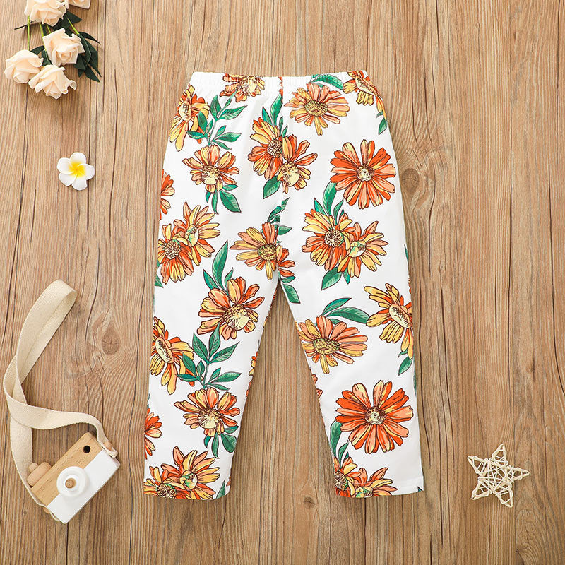 Girls' Lotus Leaf Lace Skirt And Trousers Suit