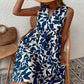 Robe bohème d'été à imprimé plissé et col en V, sans manches, pour femme