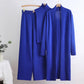 Elastic Waist Wide Leg Pants Knit Three Piece Set