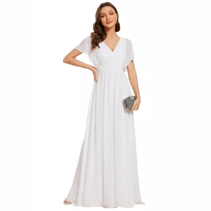V-neck Chiffon Dress Women