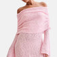 Robe courte à manches longues et épaules dénudées pour femme